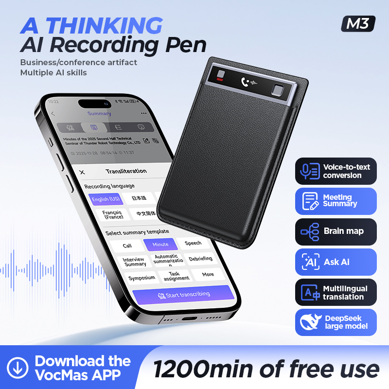 M3智能Ai录音笔卡片通话录音专业语音转文字多国语音翻译律师会议